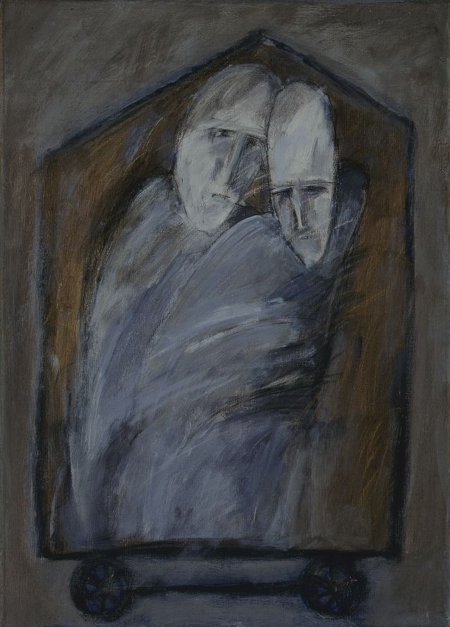 Unterwegs 1, 1996. Acryl auf Leinwand, 46x33 cm, Privatbesitz
