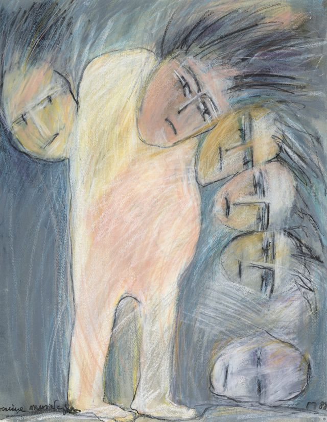Menschen, Grenzen, Landschaften 4, 1988. Pastellkreiden auf Papier, 35x45 cm, Privatbesitz