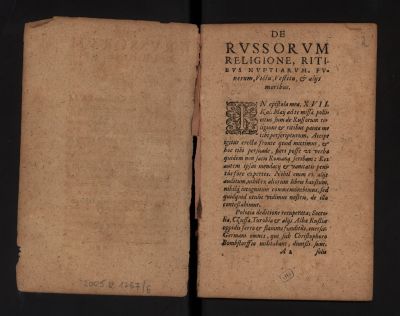Anfang des Werkes „De Russorum religione, ritibus nuptiarum, funerum, victu, vestitu“ von Johannes Maletius