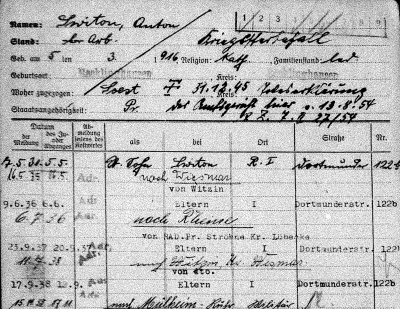 Registration file of Anton Switon Jr. (son of Jozefa), black and white copy (12.11.2020) - Registration file of Anton Switon Jr. (son of Jozefa), black and white copy (12.11.2020) 