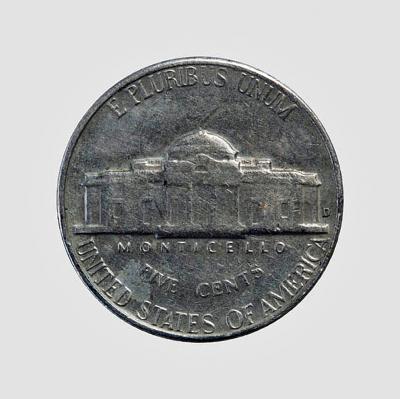 Coin - Z cyklu „Blow Ups“ (Powiększenia), 2001-2005, „Coin“ (Moneta, 5-centowa), fotogram, 200 x 200 cm.