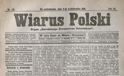 Wiarus Polski als Organ der „Nationalen Partei der Arbeiter“, Wiarus Polski vom 5. Oktober 1919 - Wiarus Polski als Organ der „Nationalen Partei der Arbeiter“, Wiarus Polski vom 5. Oktober 1919 