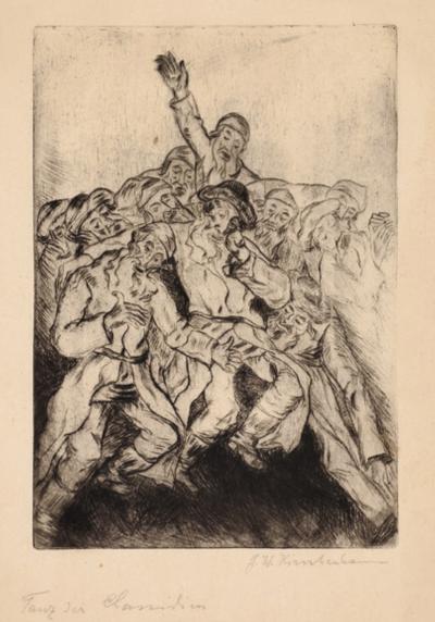 Zdj. nr 10: Chasydzi, 1925 - Taniec chasydów (Tanz der Hassidim), 1925, suchoryt, 25 x 17,5 cm, własność rodziny.