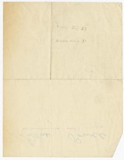 Dokument Nr. 53/2 - Handschriftlicher Zettel, Rückseite 