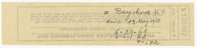 Dokument Nr. 119/2 - Auf der Rückseite handschriftlicher Eintrag in Polnisch: „z Bayshore N.Y. dnia 18. Maja 1951 / 6-29-69, 6-29-70, 71 i 72.“  