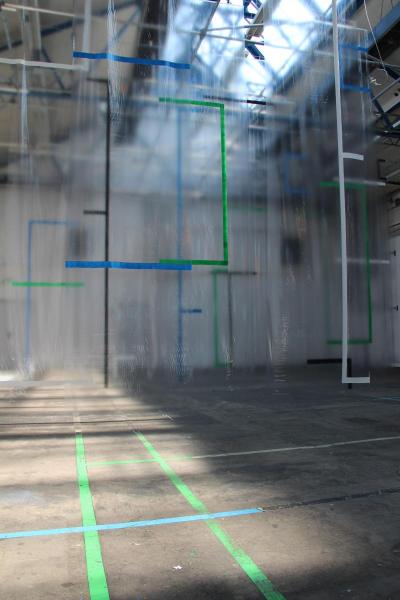 ill. 12: Untitled, 2012 - Untitled, 2012. PVC sheets, acrylic paints, H = 550 cm, W = 1300 cm, D = 2000 cm, Flottmann-Hallen, Herne (1st prize in the 2012 selection of works by artists from Herne)