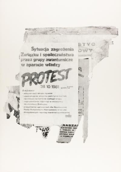 Wezwanie do udziału w proteście - Wezwanie do udziału w proteście przeciwko aparatowi władzy dnia 29.10.1981 r., plakat łódzkiej „Solidarności“, 1980. 