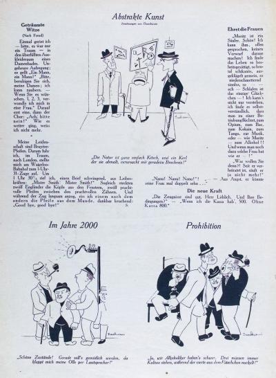 Zdj. nr 16: Trzy karykatury, 1926 - Trzy karykatury, [w:] „Ulk. Wochenschrift des Berliner Tageblatts“, rocznik 55, nr 21, z 28.05.1926 r., s. 158.