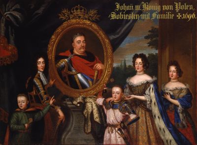 Johann III. Sobieski mit Familie, um 1691 - Henri Gascar (1635-1701): Johann III. Sobieski,  umgeben von seiner Familie, um 1691. Öl auf Leinwand, 90 x 72 cm, Bayerische Schlösserverwaltung, Residenz München 