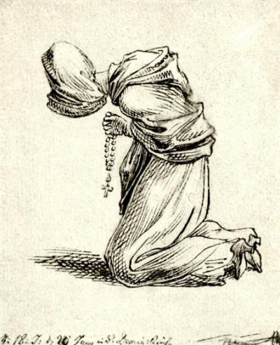 Zdj. nr 16: Modląca się kobieta - z albumu: Podróż z Berlina do Gdańska w roku 1773.