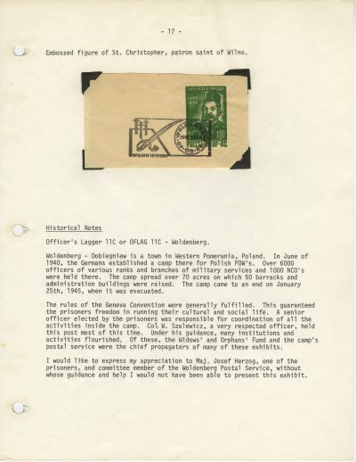 Strona 17 (z odwrotną stroną karty pocztowej) - Franciszek Herzog, „Religion: The Bulwark of POW´s. Religious Artwork in Woldenberg; the polish POW´s Camp in Germany 1940–1945” 