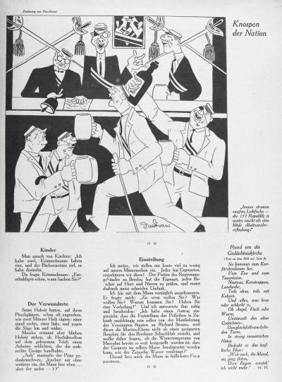 Abb. 20: Knospen der Nation, 1926 - Knospen der Nation. In: Ulk. Wochenschrift des Berliner Tageblatts, 55. Jahrgang, Nr. 47, 26.11.1926, Seite 367