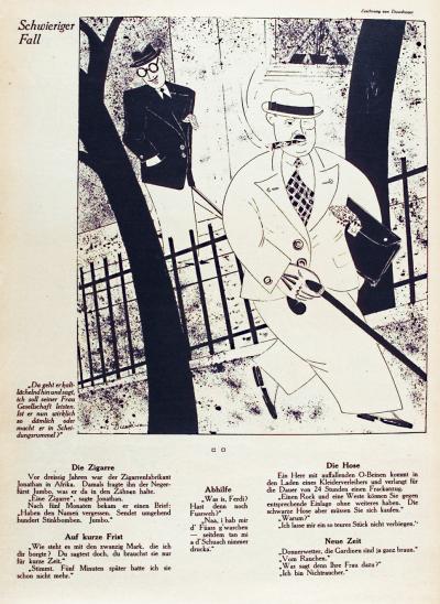 Zdj. nr 28: Trudna sprawa, 1927 - Trudna sprawa (Schwieriger Fall), [w:] „Ulk. Wochenschrift des Berliner Tageblatts“, rocznik 56, nr 30, z 29.07.1927 r., s. 230.