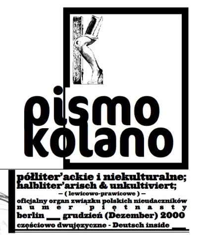 „Kolano” - Organ des „Clubes der Polnischen Versager“, Ausschnitt der ersten Seite 