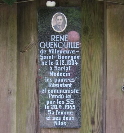 Abb. 32: Gedenktafel für den Arzt René Quenouille - Gedenktafel für den Arzt René Quenouille aus Villeneuve-Saint-Georges, Rosengarten bei der Gedenkstätte Bullenhuser Damm, Hamburg