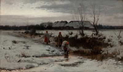 Roman Kochanowski, Winterliche Landschaft - Roman Kochanowski, Winterliche Landschaft, 1886, 74 x 119 cm