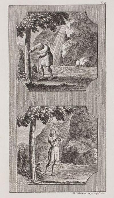 Zdj. nr 41: Odmłodzony starzec - strona tytułowa do przypowieści Ignacego Krasickiego, 1785.