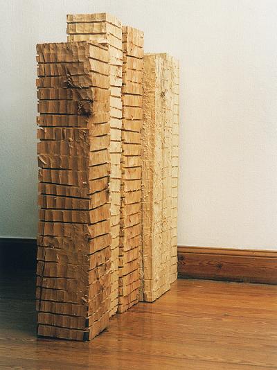 ill. 4: untitled, 1997 - untitled, 1997. Various types of wood, 119 x 111 x 28 cm, de Weryha Collection, Hamburg