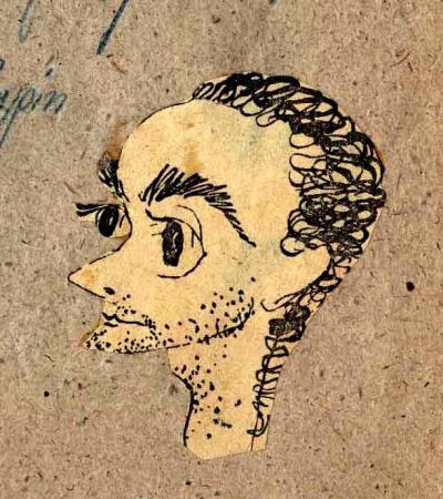 Zdzisław Nardelli, Karikatur, 1939 - Karikatur Zdzisław Nardellis aus: „Szopka Sagańskiej” [Saganer Krippenspiel], angefertigt im Stalag VIII C in Sagan, Winter 1939.