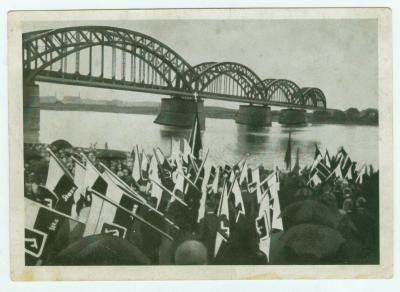 Pocztówka z Pierwszego Zjazdu Polaków z Westfalii i Nadrenii w Bochum w 1935 r., przód - Pocztówka z Pierwszego Zjazdu Polaków z Westfalii i Nadrenii w Bochum w 1935 r.
