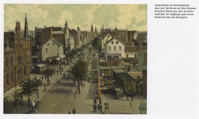 Abb. 7: Farbpostkarte der Bahnhofstraße in Herne, um 1912 - Zentrum in Herne, Postkarte, Autor unbekannt, um 1912 