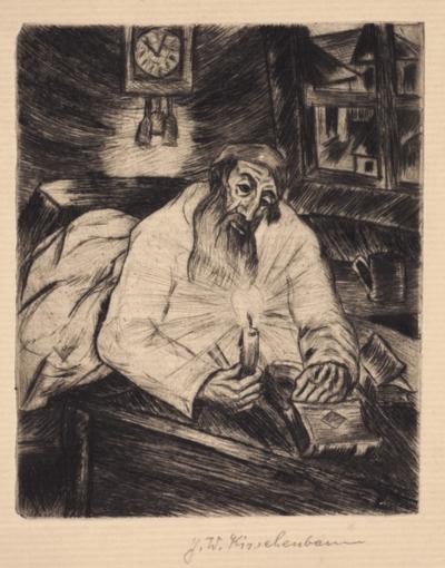 Fig. 8: Midnight prayer, ca. 1925 - Midnight prayer, ca. 1925. Etching, 15 x 12 cm, owned by the family