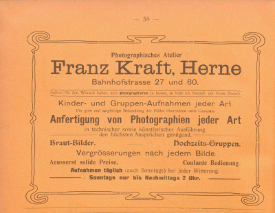 Zdj. nr 9: Reklama firmy „Kraft”, data nieznana - Reklama Zakładu Fotograficznego „Kraft”, ogłoszenie, data nieznana 