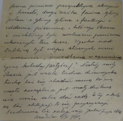 Brief von Eleonora Górska an ihren Sohn Juliusz vom 6.07.1941, Seite 3 - Brief von Eleonora Górska an ihren Sohn Juliusz vom 6.07.1941, Seite 3 