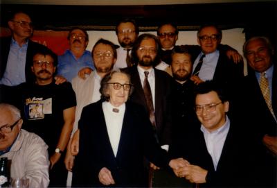 Posiedzenie Rady Naczelnej PPS w Witten, 08.–09.09.1990 r.  - Na pierwszym planie: Lidia Ciołkosz, Jacek Kowalski, Bogdan Żurek 