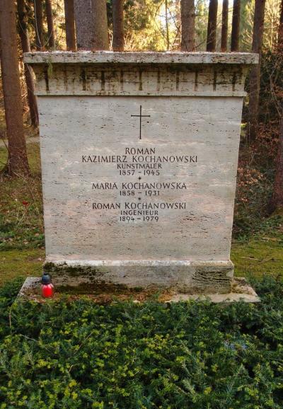 Grób Romana Kochanowskiego - Grób Romana Kochanowskiego na Cmentarzu Leśnym w Monachium, 2015