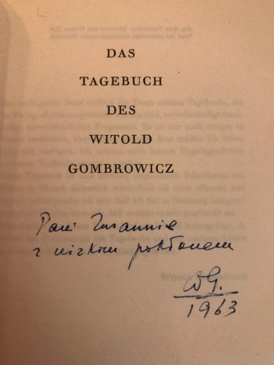 Widmung von Witold Gombrowicz - Widmung von Witold Gombrowicz für Susanna Fels, 1963. 