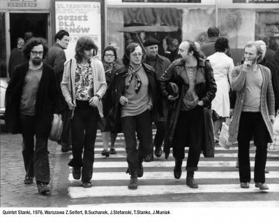 „Quintet Stanki", 1976 r. - „Quintet Stanki": Zbigniew Seifert, Bronisław Suchanek, Janusz Stefański, Tomasz Stańko, Janusz Muniak, 1976 r.