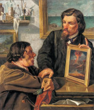 Kunst in der Provinz (Selbstbildnis), 1872 - Kunst in der Provinz (Selbstbildnis), 1872. Öl auf Leinwand, 90 x 78 cm 