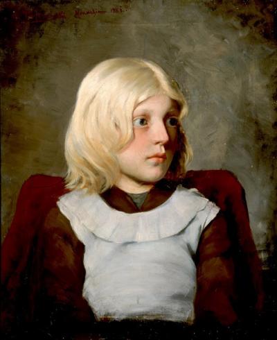 Porträt eines Mädchens/Portret dziewczynki, 1886 - Porträt eines Mädchens/Portret dziewczynki, München 1886. 