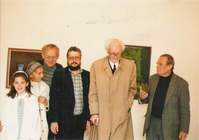 Andrzej Vincenz, Chexbres, Szwajcaria, 1988 r. - Irena Vincenz, Andrzej Vincenz, Richard Aeschlimann, Józef Czapski, Czeslaw Milosz. 