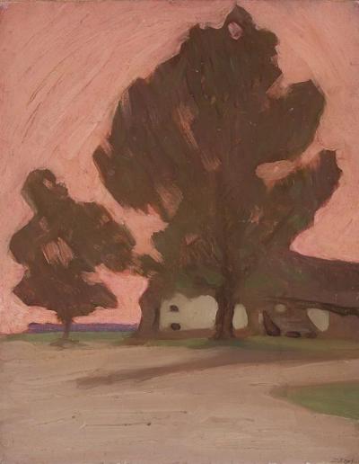 Landschaft, 1903 - Landschaft, 1903, Öl auf Leinwand, auf Pappe aufgezogen, 52 x 41,5 cm 
