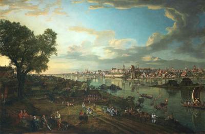 Canaletto: Warschau 1770 - Bernardo Bellotto gen. Canaletto: Gesamtansicht von Warschau mit der Weichsel, von der Vorstadt Praga aus. 