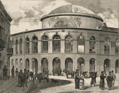 Außenansicht des Gebäudes der früheren Polnischen Bank, 1886 - Außenansicht des Gebäudes der früheren Polnischen Bank, 1886 