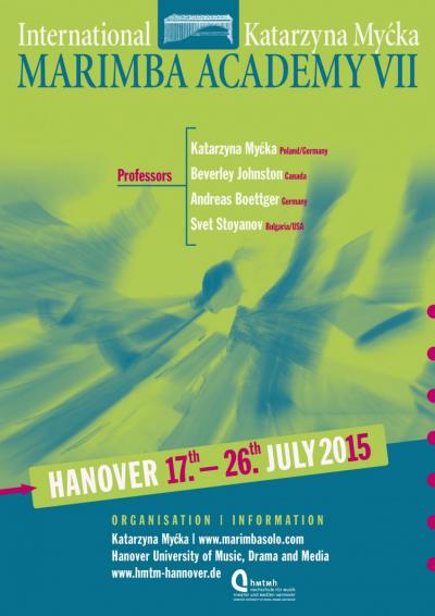 Poster in English - Plakat der 7. Internationalen Katarzyna Myćka Marimba Akademie in Hannover 2015. 