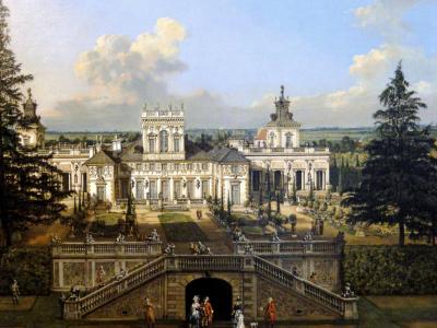 Canaletto: Wilanów - Bernardo Bellotto gen. Canaletto: Schloss Wilanów von der Parkseite. 