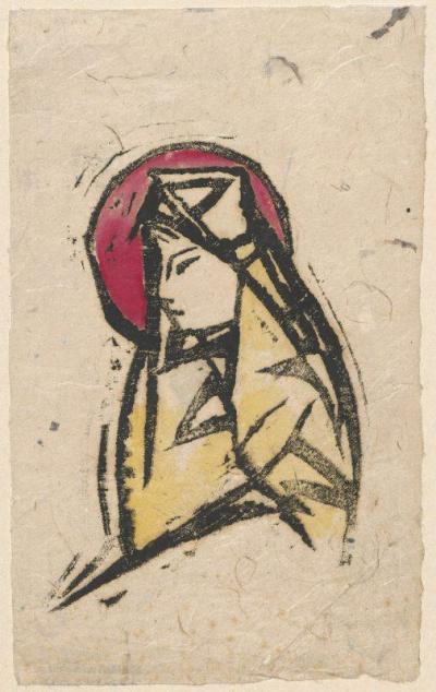 Il. 12: Stanisław Kubicki, Madonna I (z okrągłym nimbem), 1917 r. - Stanisław Kubicki, Madonna I (z okrągłym nimbem), atrament chiński papier, 1917 r. 