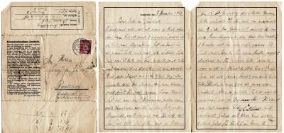 ill. 4: Józef Szajna, 1943 - Józef Szajna: a letter written in Auschwitz, 1943.