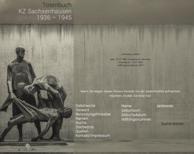 Fragment z Księgi Zmarłych - Fragment z Księgi Zmarłych na stronie fundacji „Stiftung Brandenburgische Gedenkstätten / Gedenkstätte und Museum Sachsenhausen“ 