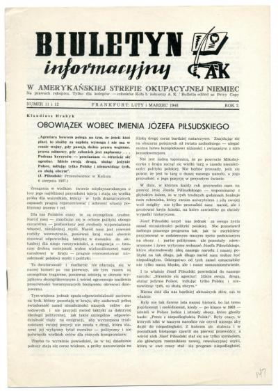 Biuletyn Informacyjny AK  nr 11 und 12, 1948 r.