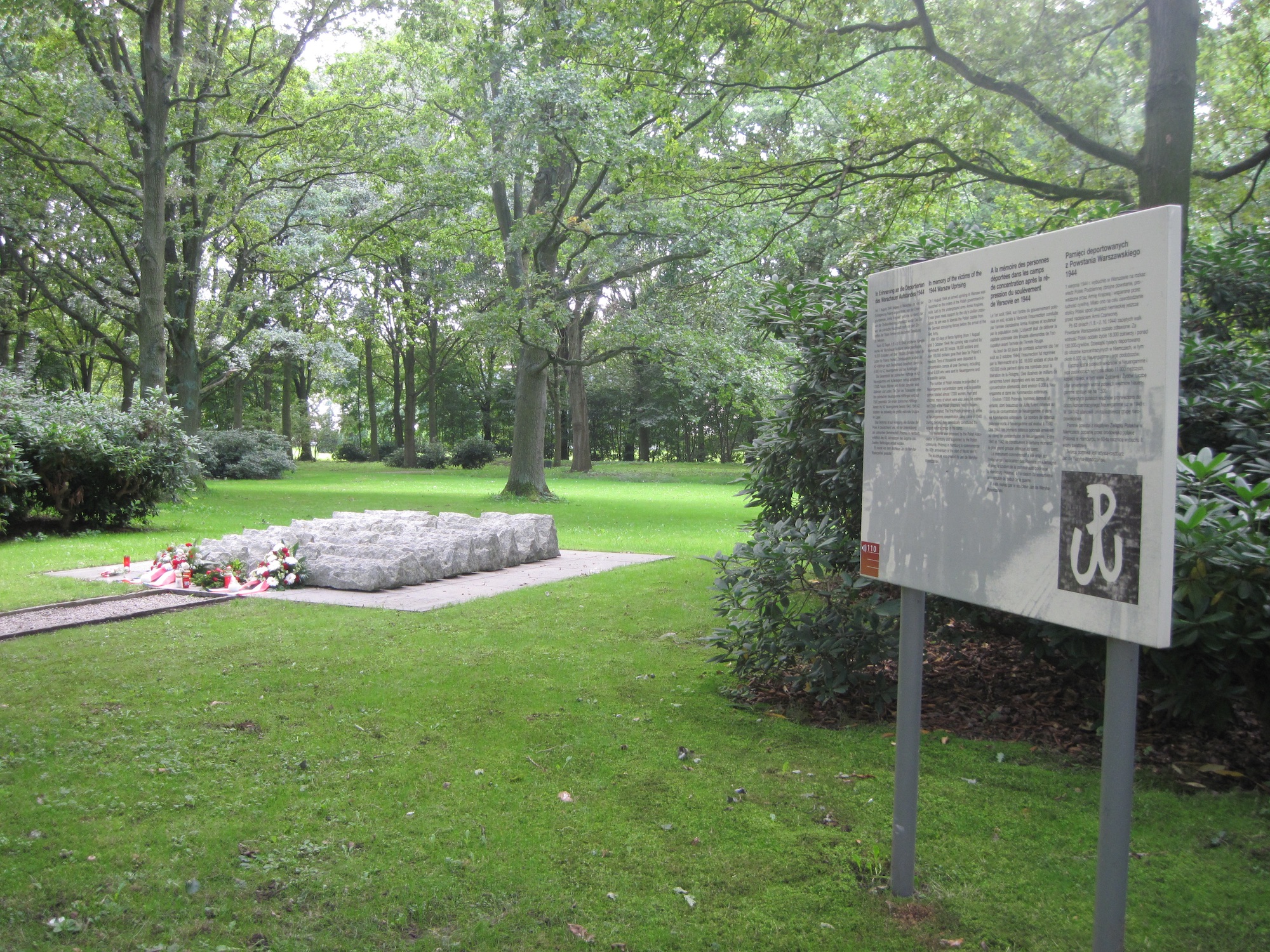 Monument for the victims of the Warsaw Uprising and the information board