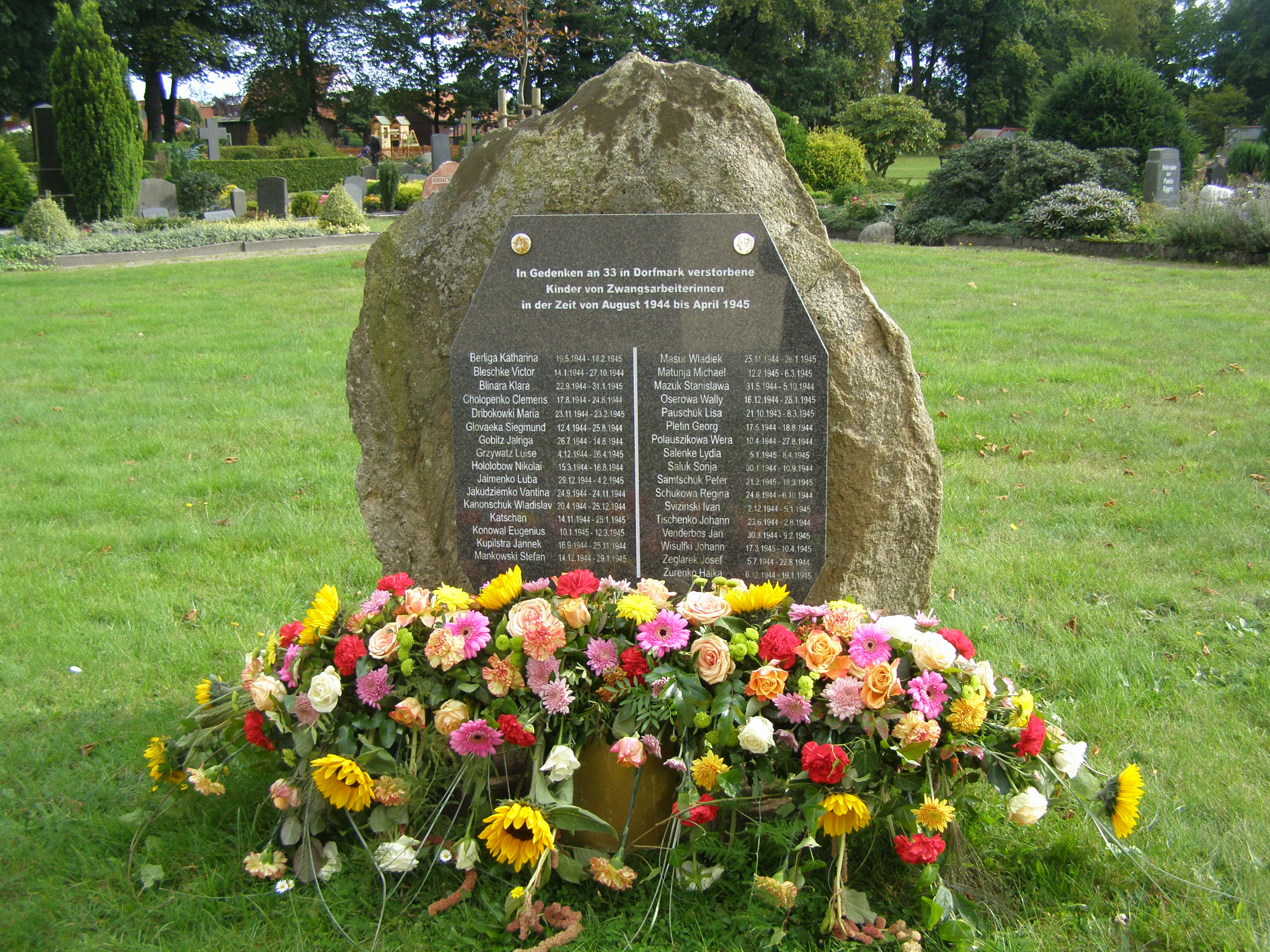Memorial stone with the children’s names