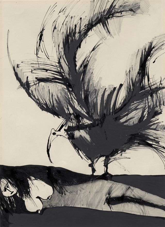 Die Erde 5, 1974. Schwarze Tusche auf Papier, 34x47 cm, Privatbesitz