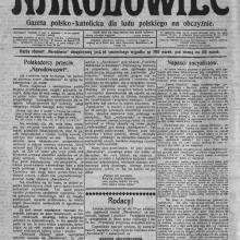 Strona tytułowa pierwszego wydania gazety „Narodowiec“, Herne, 2 października 1909 r. 