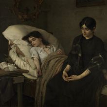 Śmierć sieroty, Monachium 1884, olej na płótnie, 133 x 174 cm, Muzeum Narodowe w Krakowie
