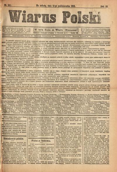 Gemeinsame Erklärung nationalpolnischer Organisationen zum Staatsgebiet Polens, Wiarus Polski vom 12. Oktober 1918